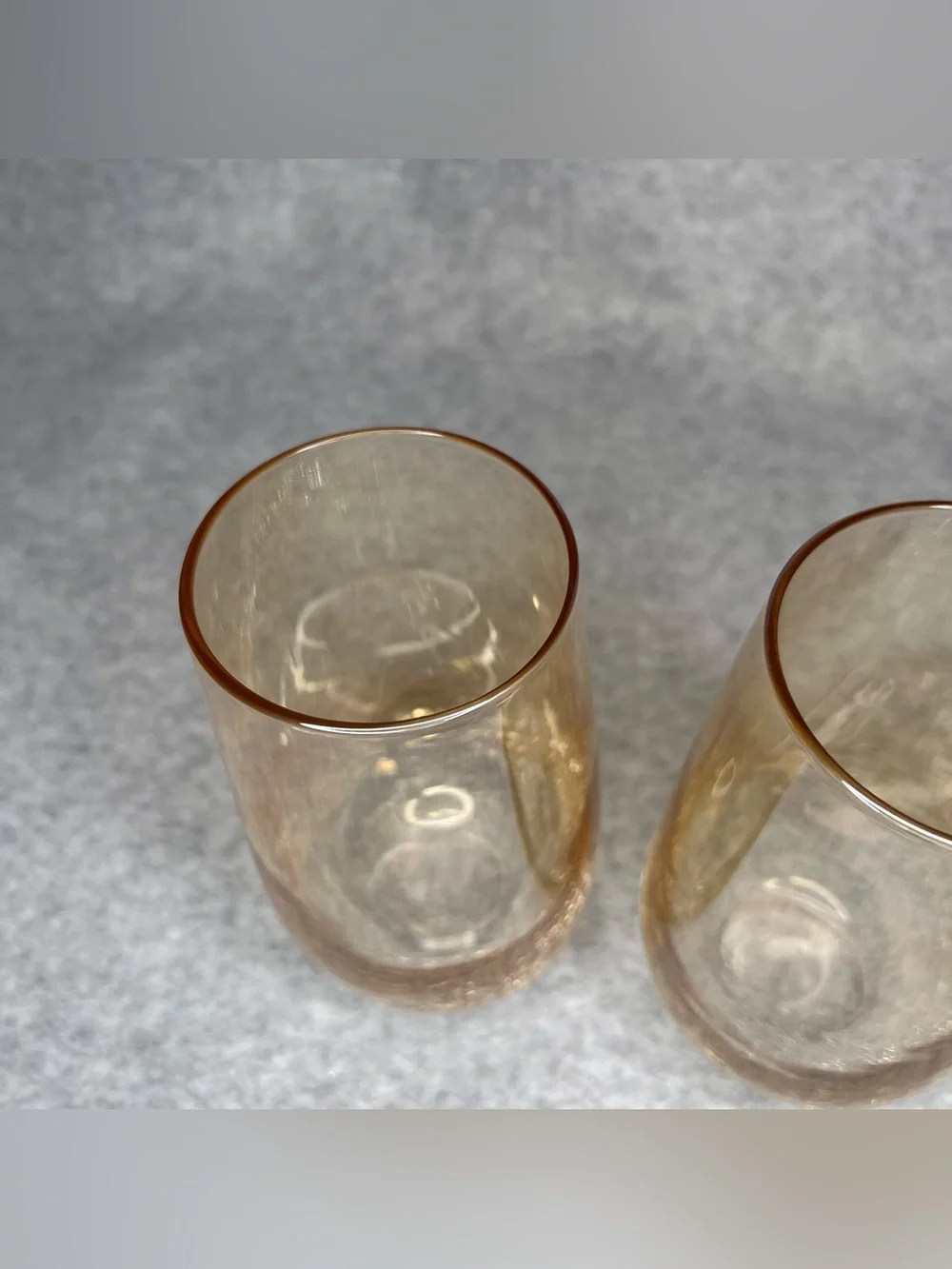 Pier 1 Amber Crackle Golden Luster Hand Blown Highball Glass Set of 3 Retired